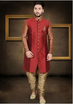 RED INDO WESTERN SHERWANI